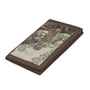Vintage Rackham Mad Tea Party Alice in Wonderland Tri-fold Wallet