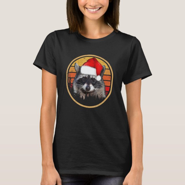 Vintage Racoon Christmas T-Shirt (Front)
