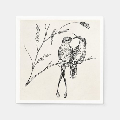 Vintage Racquet Tail Hummingbird Personalized Bird Napkins