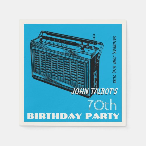 Vintage Radio 70th birthday Party Paper Napkins