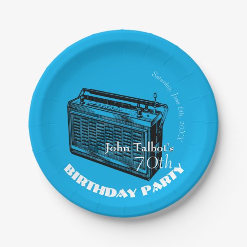 Vintage Radio 70th birthday Party Paper Plate