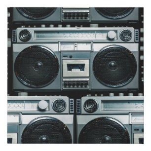 Vintage radio boombox faux canvas print