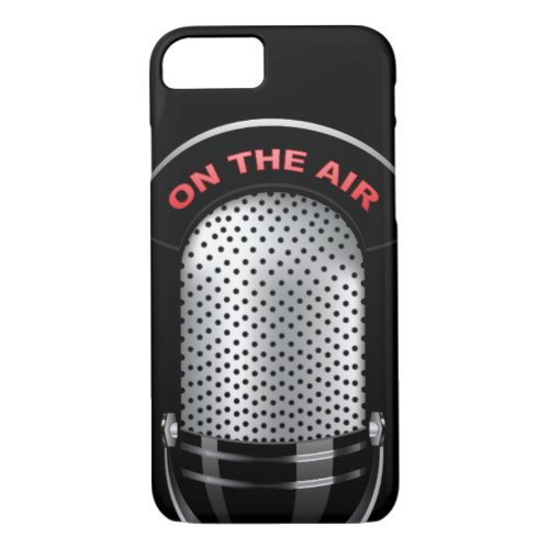 Vintage radio microphone on air black silver red iPhone 87 case