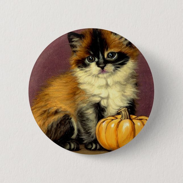 Vintage Ragdoll Halloween Cat Button (Front)