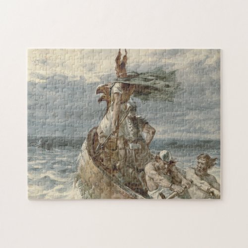 Vintage Raiding Vikings Painting 1873 Jigsaw Puzzle