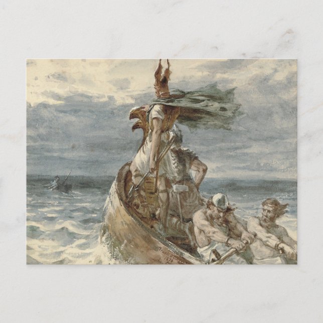 Vintage Raiding Vikings Painting (1873) Postcard (Front)