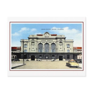 Vintage railroad, Denver union station, taxis Postcard