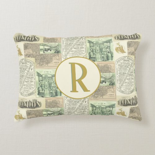 Vintage Railroad Newspaper Advertisements Collage  Accent Pillow