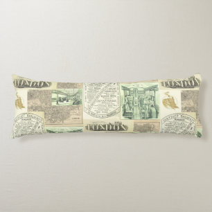 Vintage Railroad Newspaper Advertisements Collage Body Pillow