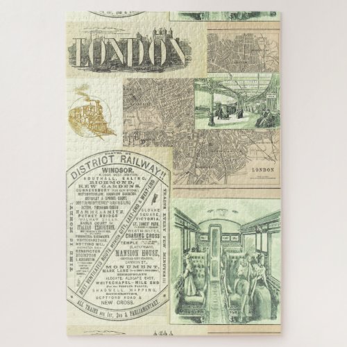 Vintage Railroad Newspaper Advertisements Collage Jigsaw Puzzle