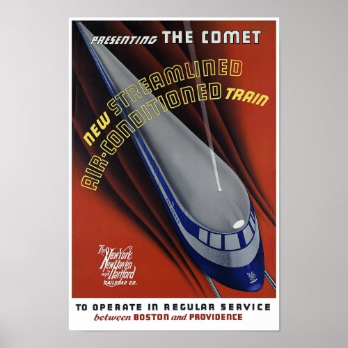 VINTAGE RAILROAD NORTHEAST COMMUTER TRAIN 1935 POSTER