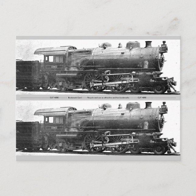 Vintage Railroad Photograph Bookmark Postcard (Front)