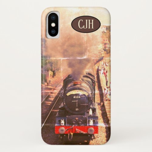 Vintage railroad steam loco your monogram iPhone x case