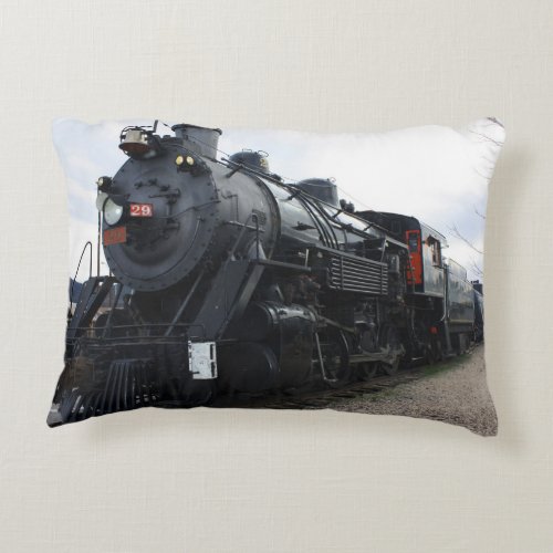 Vintage Railroad Steam Train Decorative Pillow