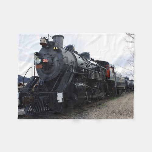 Vintage Railroad Steam Train Fleece Blanket