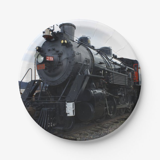 Vintage Railroad Steam Train Paper Plates (Front)