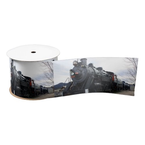 Vintage Railroad Steam Train Satin Ribbon