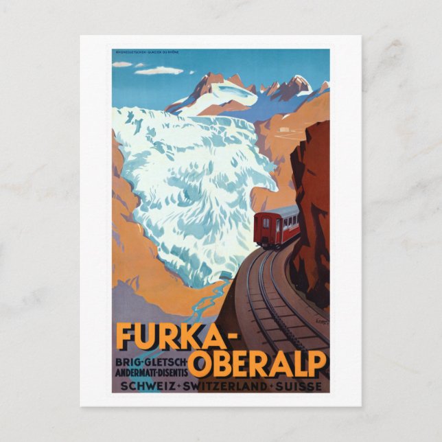 Vintage Railroad Switzerland Alps Travel Postcard (Front)