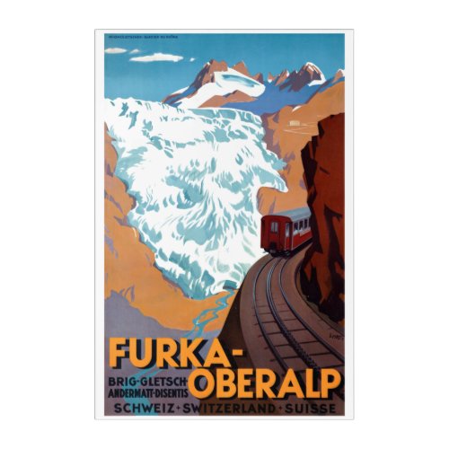 Vintage Railroad Switzerland Alps Travel Poster Acrylic Print