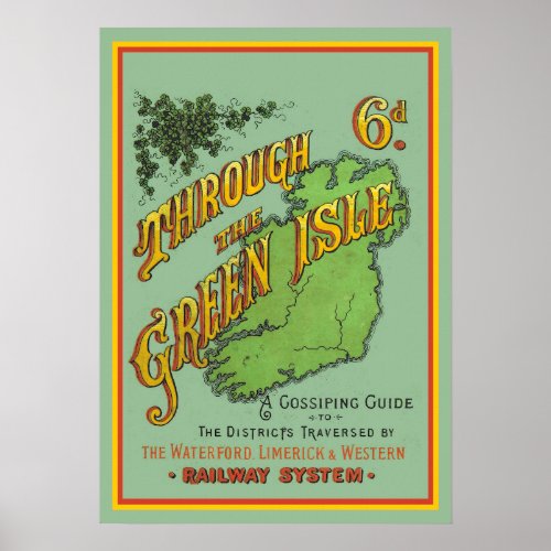 Vintage Railroad Tourist Guide to Ireland Travel Poster