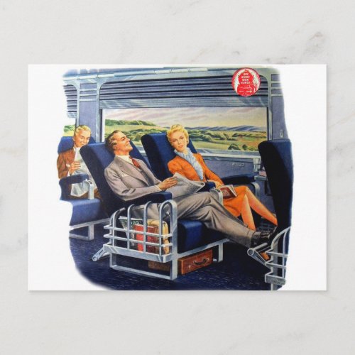 Vintage Railroad Train Luxury Coach Travel Postcard