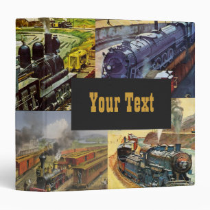 Vintage Railroad Trains 3 Ring Binder