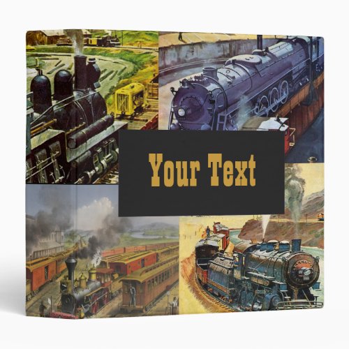 Vintage Railroad Trains 3 Ring Binder