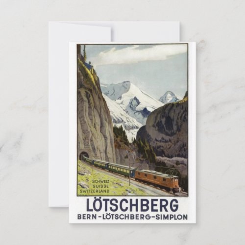 Vintage Railroad Vacation in Switzerland Card