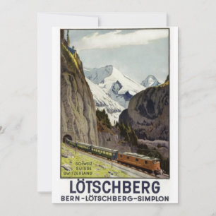 Vintage Railroad Vacation in Switzerland Holiday Card