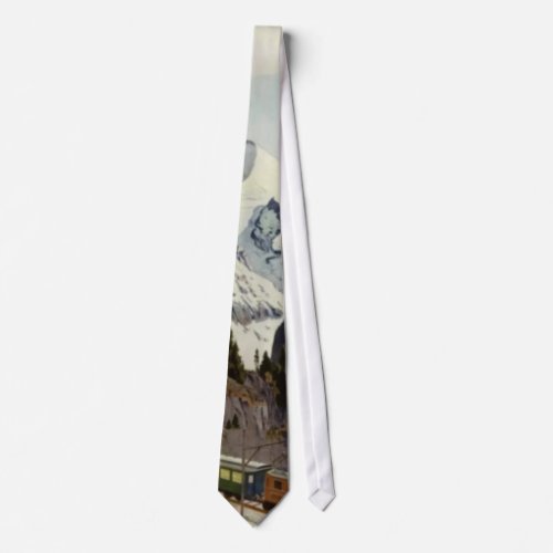 Vintage Railroad Vacation in Switzerland Neck Tie