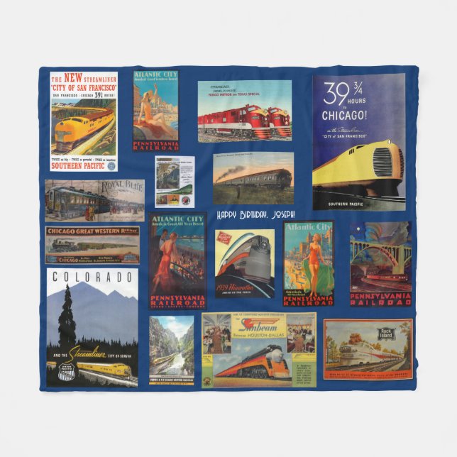 Vintage Railway Advertising  Fleece Blanket (Front (Horizontal))
