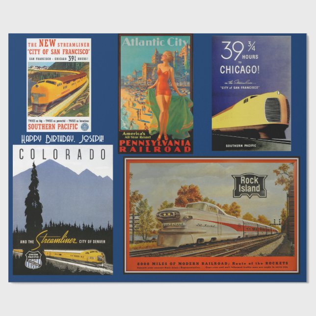 Vintage Railway Advertising Wrapping Paper (Flat)