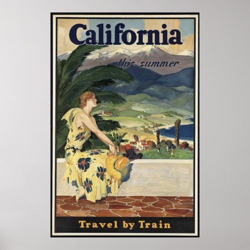 Vintage Railway California Travel Advertisement Poster