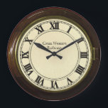 vintage railway station look clock<br><div class="desc">vintage railway station look clock. This clock is based on the wooden and ceramic clocks found all over the Uk and United States of America in the late 1800s and early 1900s. Customizable with your own choice of vintage railway (please avoid copyrighted names and companies to enable zazzle to print...</div>