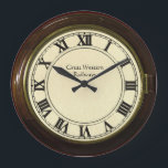 vintage railway station look clock<br><div class="desc">vintage railway station look clock. This clock is based on the wooden and ceramic clocks found all over the Uk and United States of America in the late 1800s and early 1900s. Customizable with your own choice of vintage railway (please avoid copyrighted names and companies to enable zazzle to print...</div>