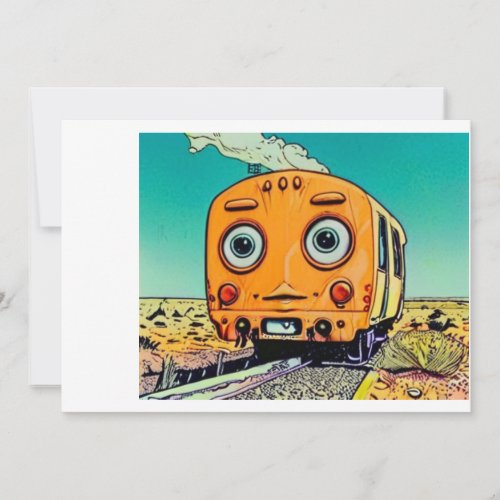 Vintage Railway Vibes Locomotive Illustration Invitation