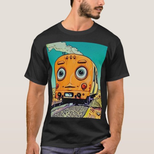 Vintage Railway Vibes Locomotive Illustration T_Shirt