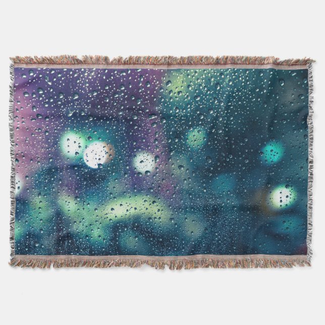 Vintage Rain Drops Window Effect Throw Blanket (Front)