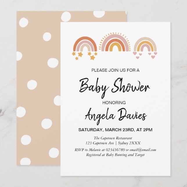 Vintage Rainbow Baby Shower Invitation (Front/Back)