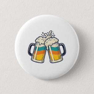Vintage Rainbow Beer Mug Cheers Vector Shirt_1 Button