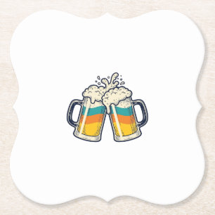 Vintage Rainbow Beer Mug Cheers Vector Shirt_1 Paper Coaster