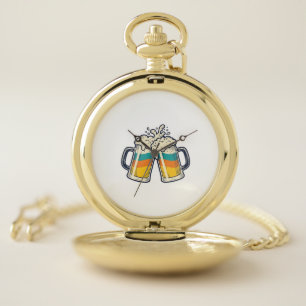 Vintage Rainbow Beer Mug Cheers Vector Shirt_1 Pocket Watch