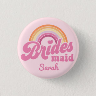 Vintage Rainbow Birde's Maid Badge Button