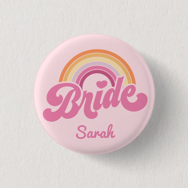 Vintage Rainbow Birde's Maid Badge Button (Front)