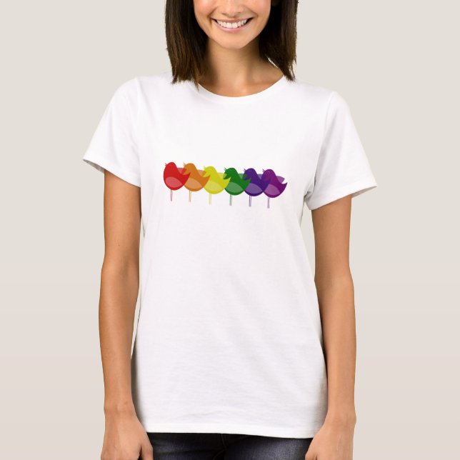 Vintage Rainbow Birds T-Shirt (Front)
