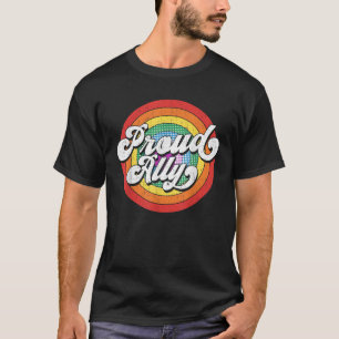 Vintage Rainbow Circle for Proud LGBTQ Ally Trendy T-Shirt