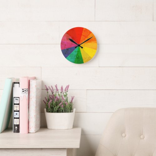 Vintage Rainbow Color Wheel Artist Round Clock