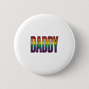 Vintage Rainbow Daddy Pride Typography T-Shirt_1 Button