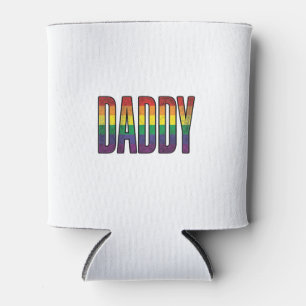 Vintage Rainbow Daddy Pride Typography T-Shirt_1 Can Cooler