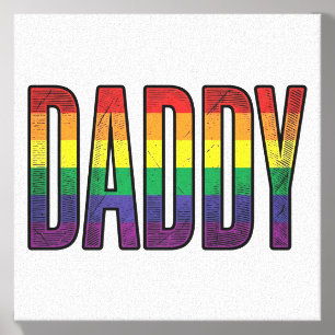 Vintage Rainbow Daddy Pride Typography T-Shirt_1 Canvas Photo Tile